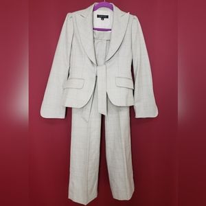 Ann Klein 2 Piece Pants Suit Grey Plaid Size 2 (Excellent Condition)